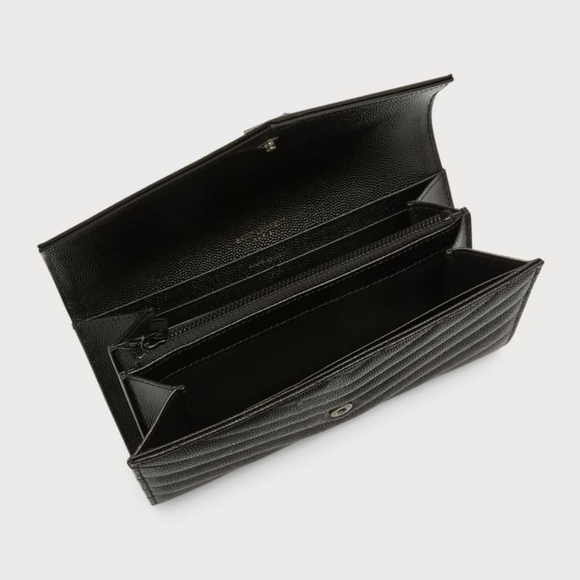 NEW!!! SAINT LAURENT YSL Monogram Large Flap Wallet in Grained Leather MSRP $895 - Picture 5 of 16